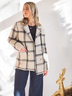 Plaid Double-Breasted Coatigan