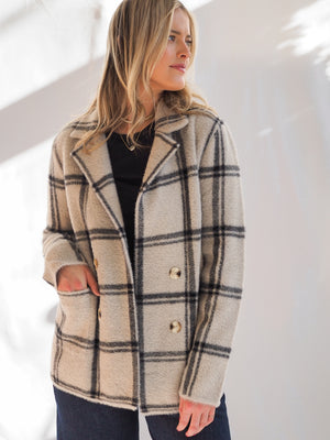 Plaid Double-Breasted Coatigan