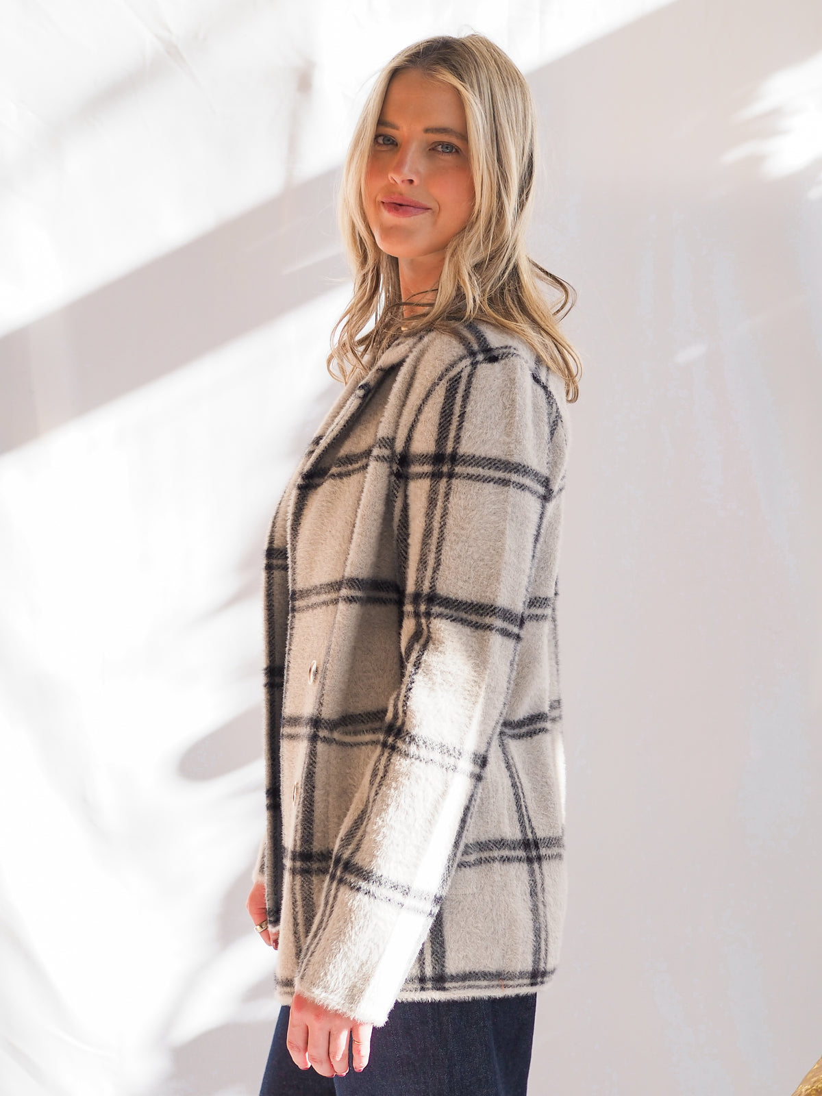 Plaid Double-Breasted Coatigan