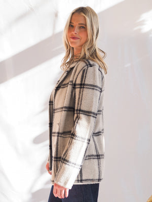 Plaid Double-Breasted Coatigan