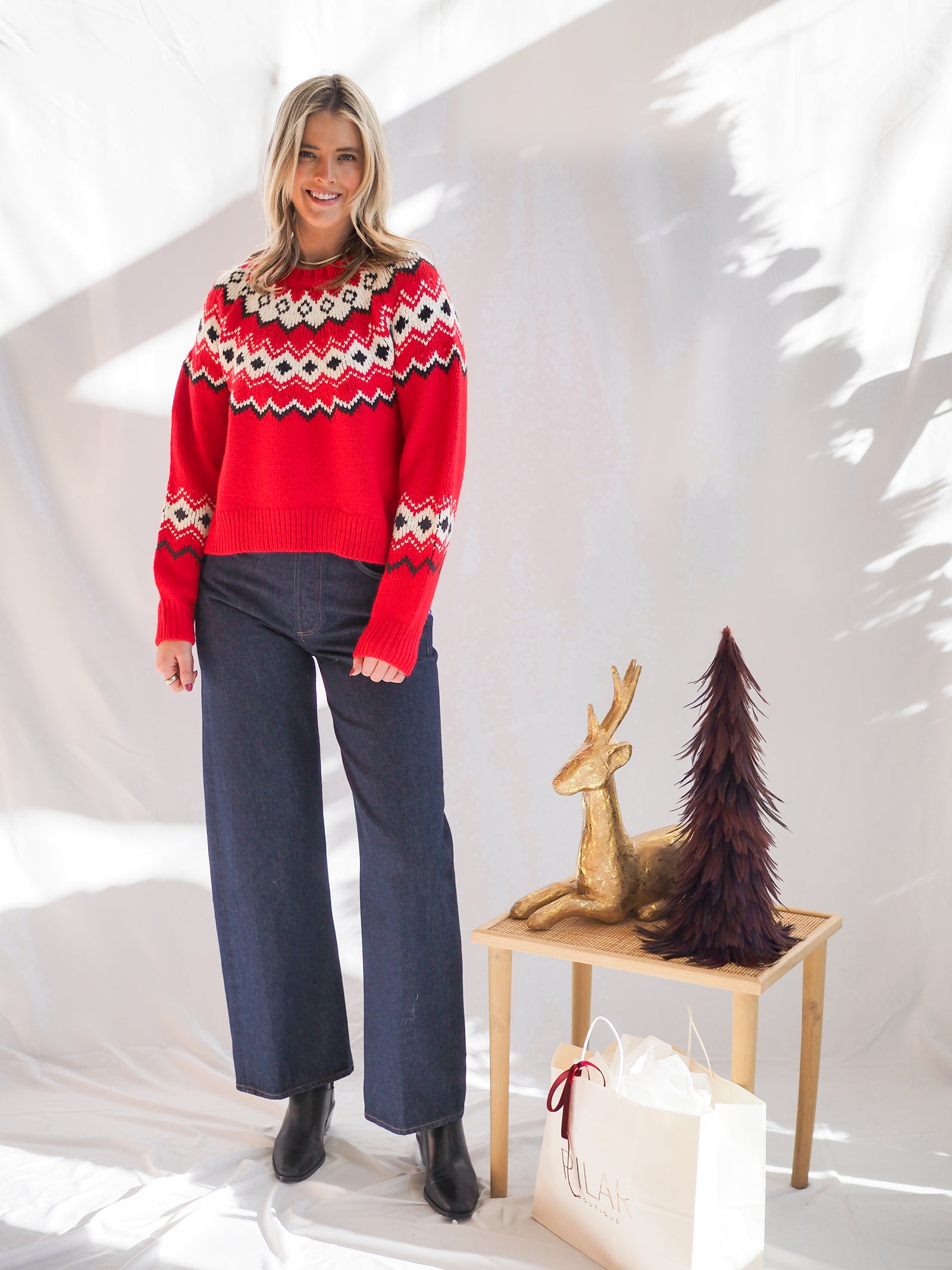 Z Supply Adornment Festive Sweater in Red