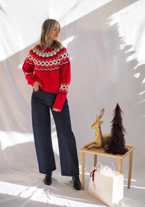 Z Supply Adornment Festive Sweater in Red