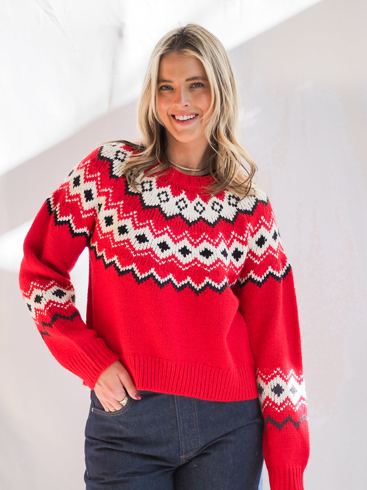 Z Supply Adornment Festive Sweater in Red