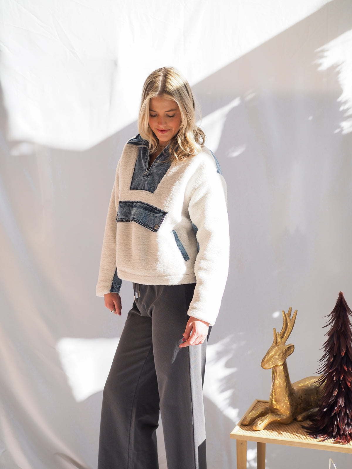 Vail Pullover Denim Sherpa Jacket