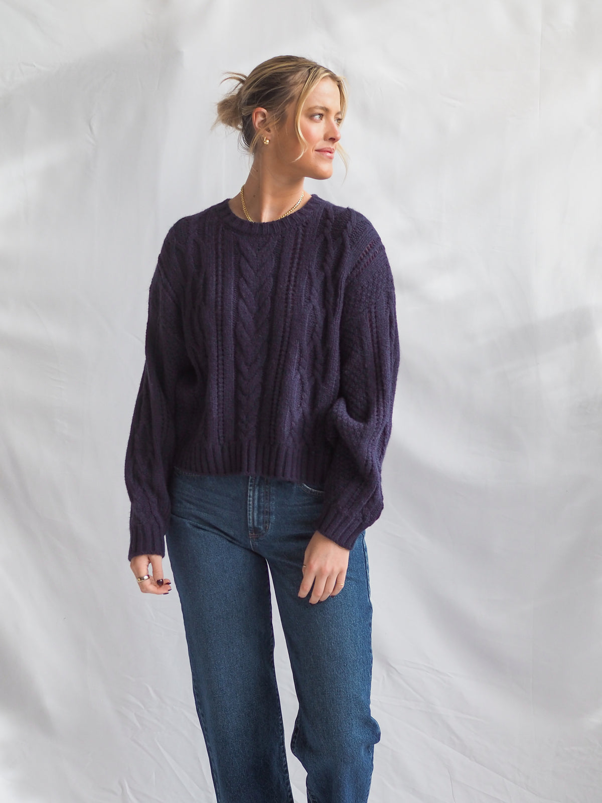 Albert Navy Cable Knit Sweater