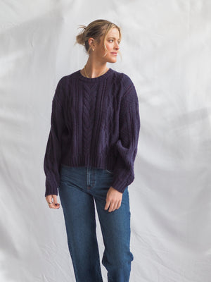 Albert Navy Cable Knit Sweater