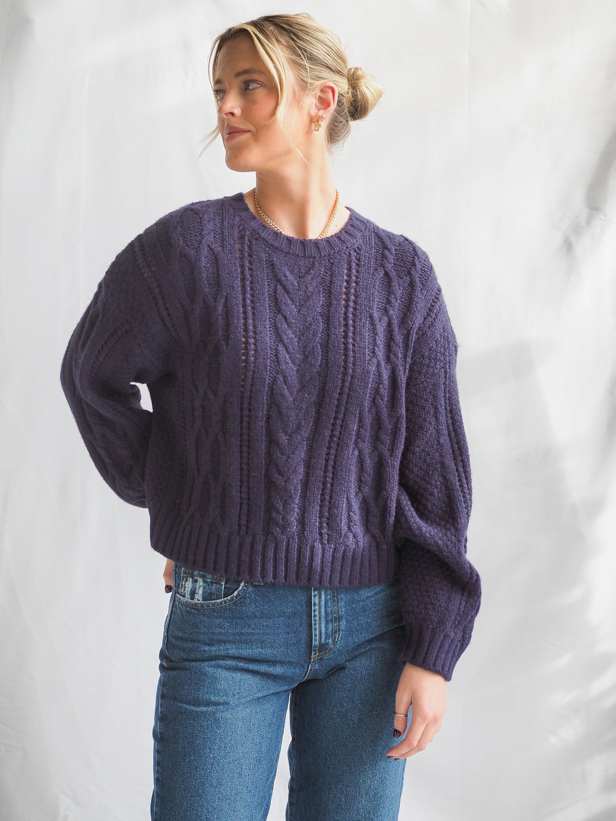 Albert Navy Cable Knit Sweater