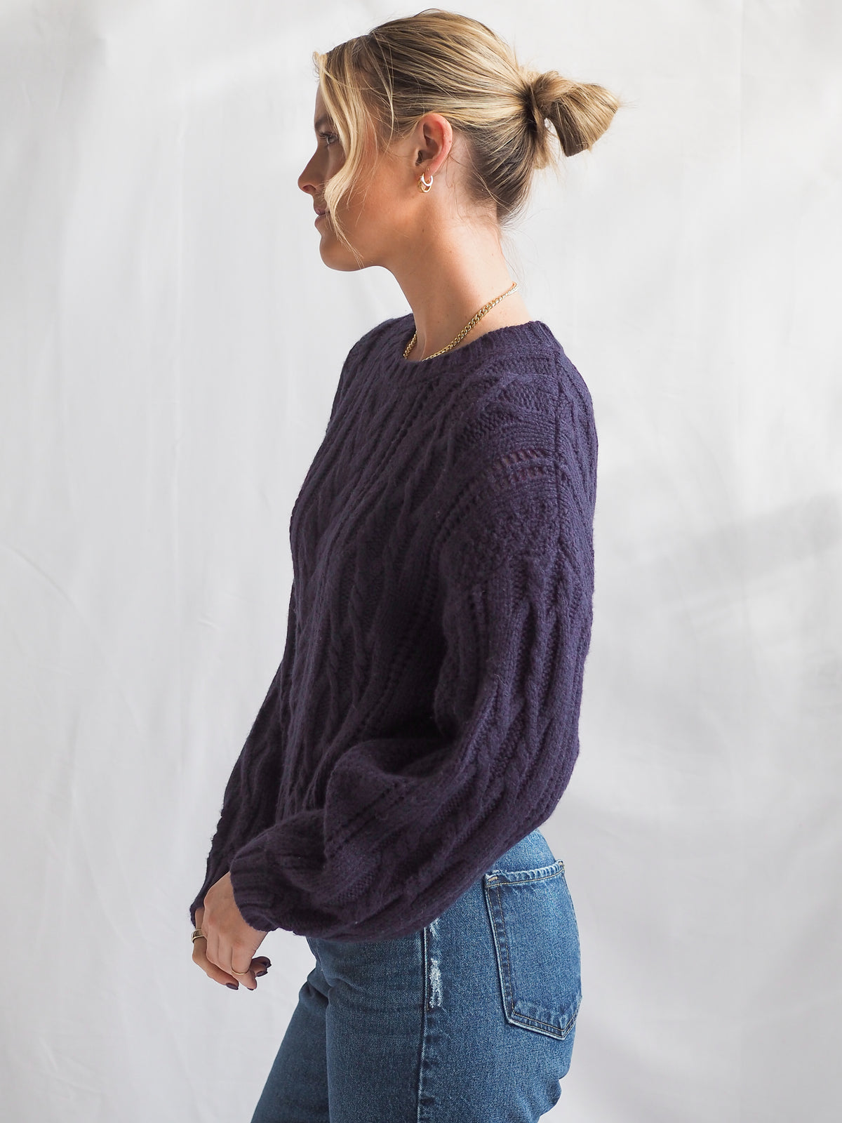 Albert Navy Cable Knit Sweater