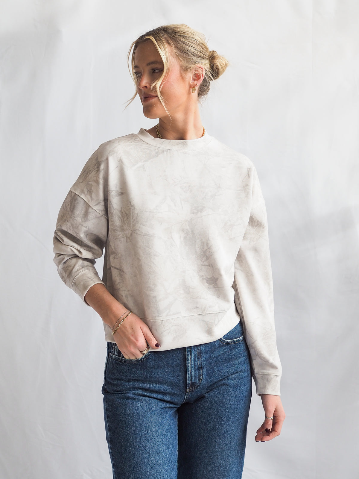 Martina Camo Gray Crewneck Sweatshirt