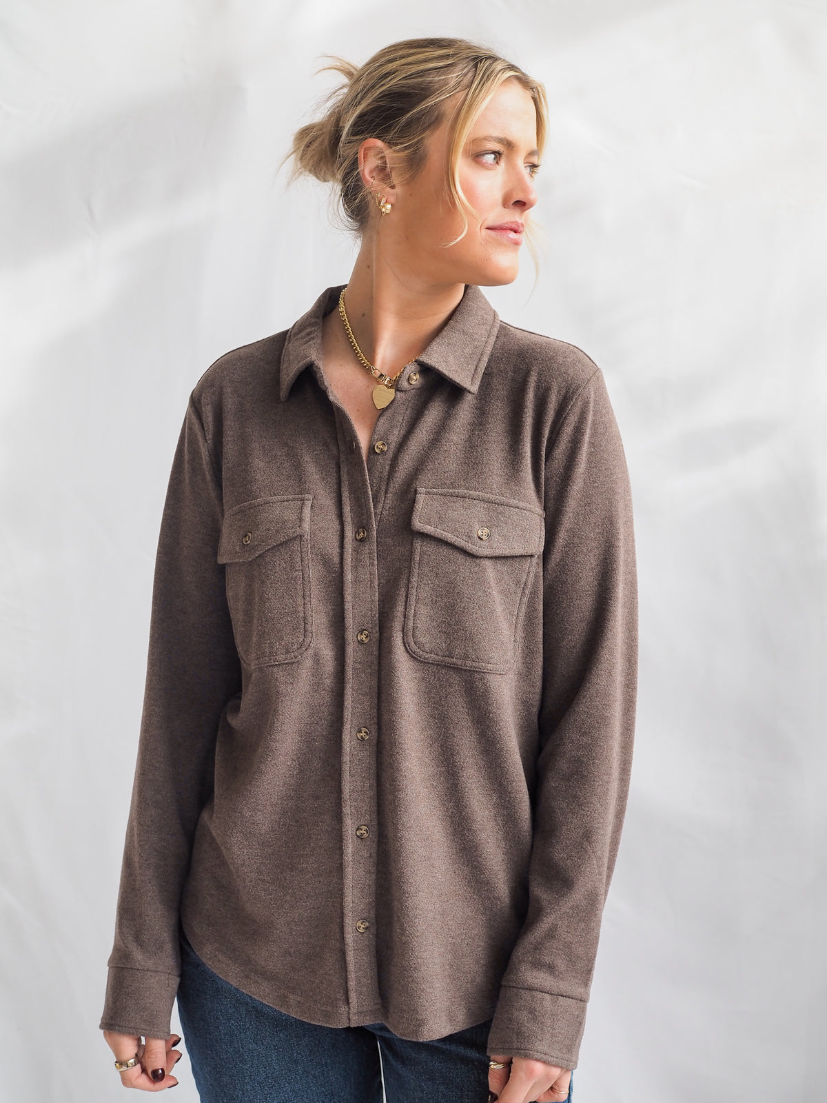 Cassian Button Down Shirt in Brown