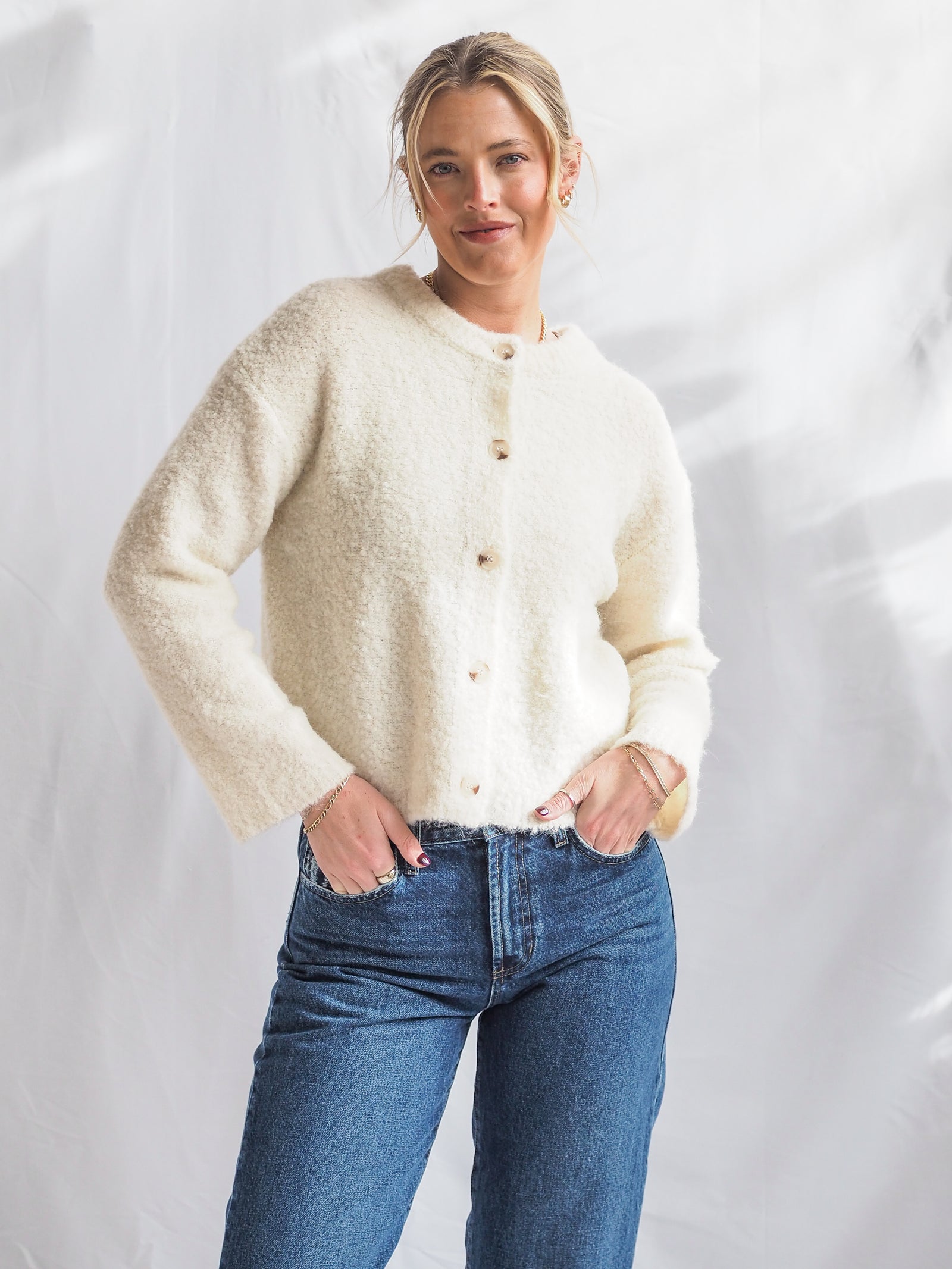 By Together Cozy Cream Cardigan Sweater