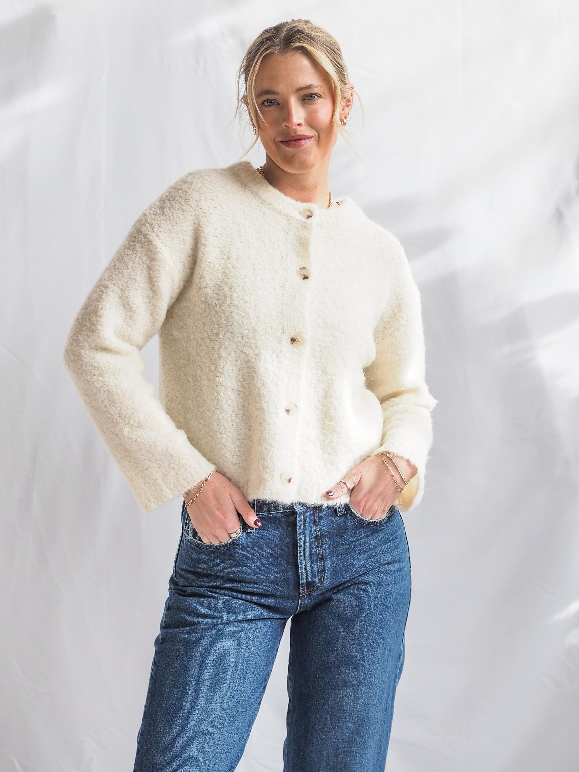 By Together Cozy Cream Cardigan Sweater