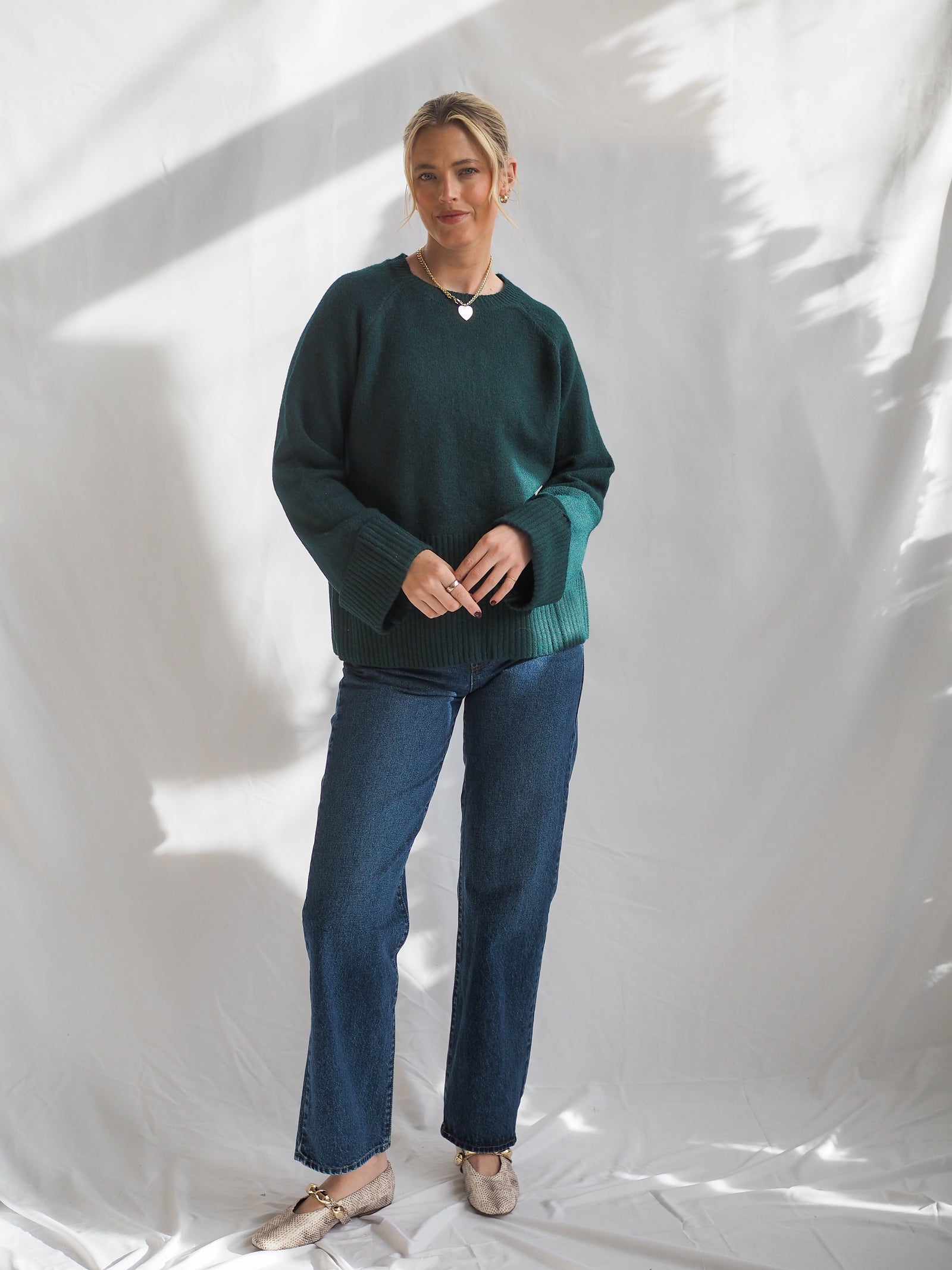 Round Neck Wide Sleeve With Folded Cuff Sweater