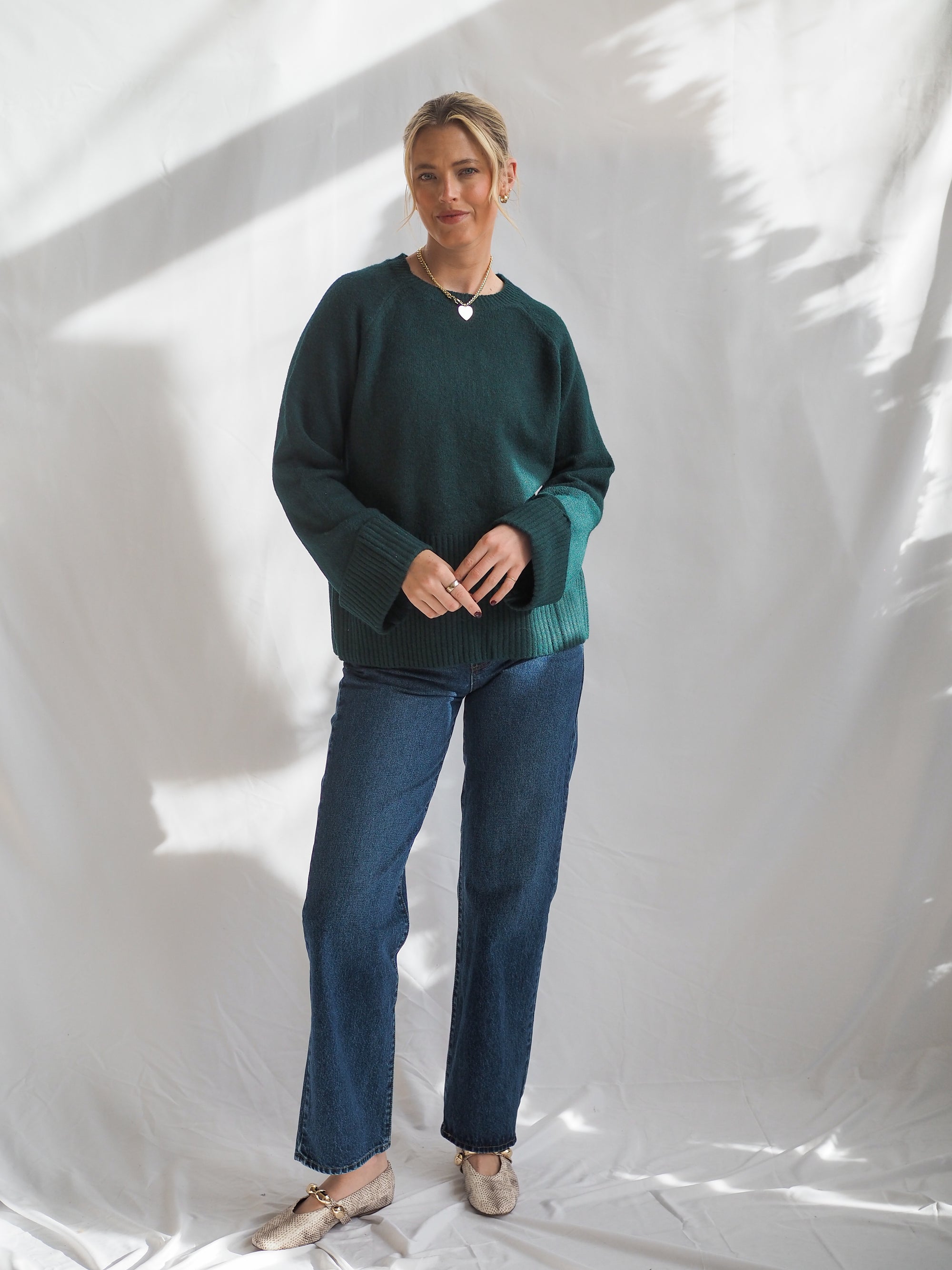 Round Neck Wide Sleeve With Folded Cuff Sweater