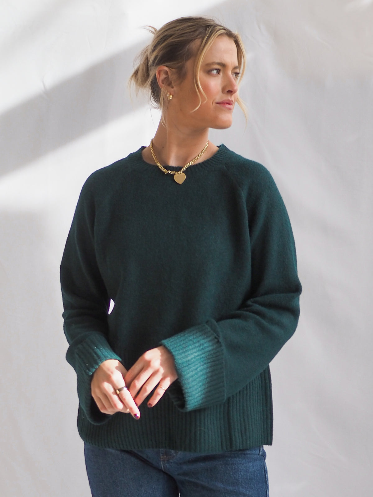 Round Neck Wide Sleeve With Folded Cuff Sweater