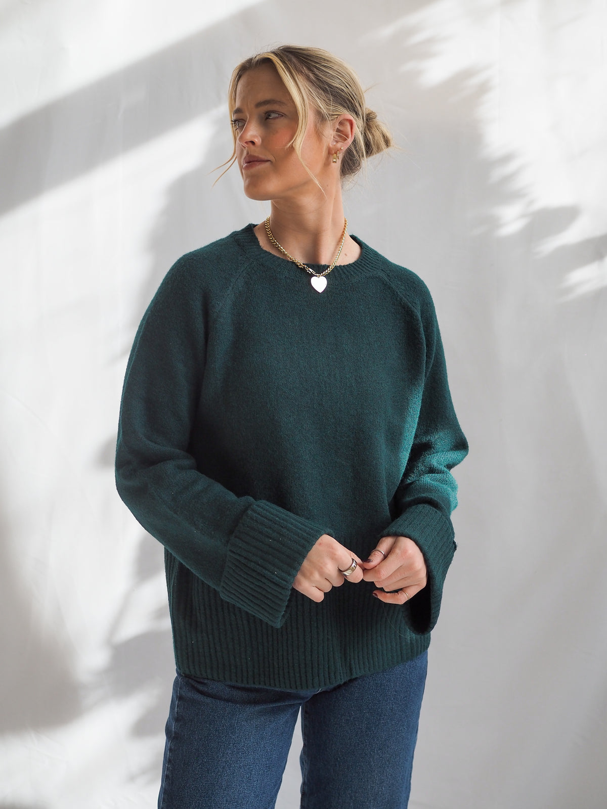 Round Neck Wide Sleeve With Folded Cuff Sweater