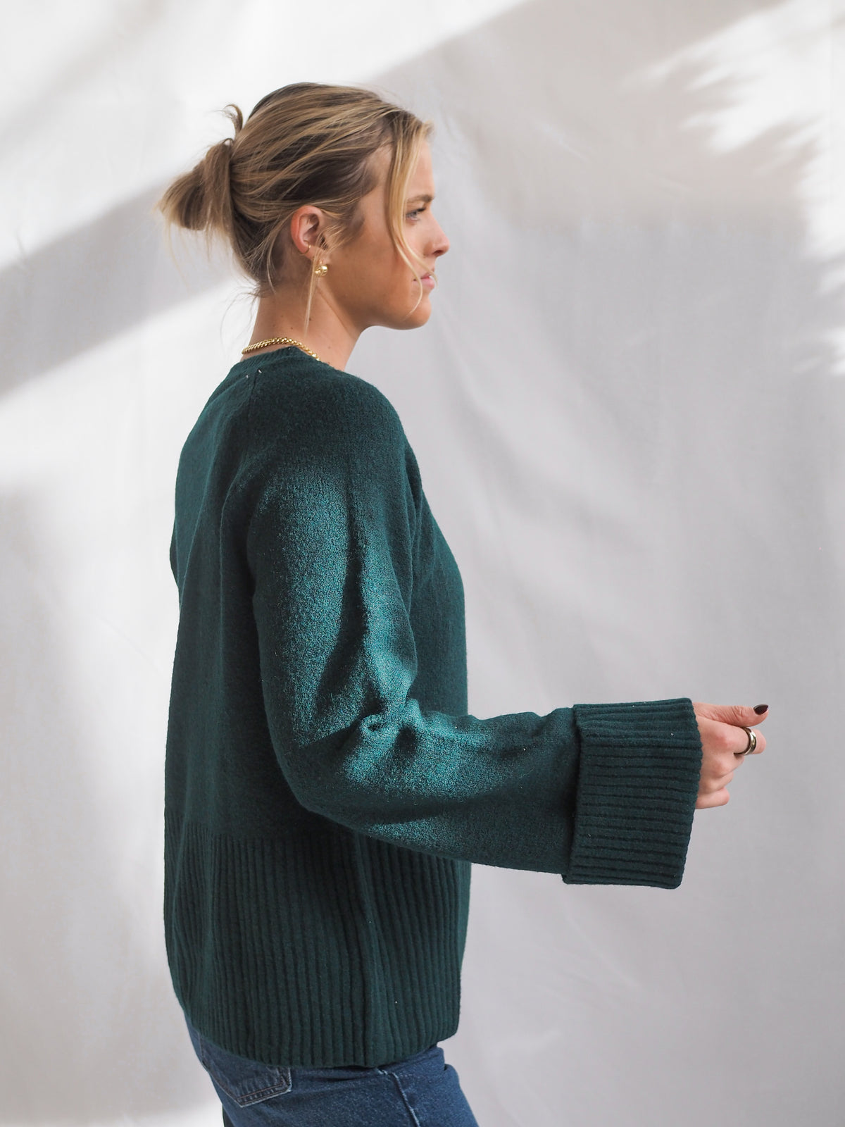 Round Neck Wide Sleeve With Folded Cuff Sweater