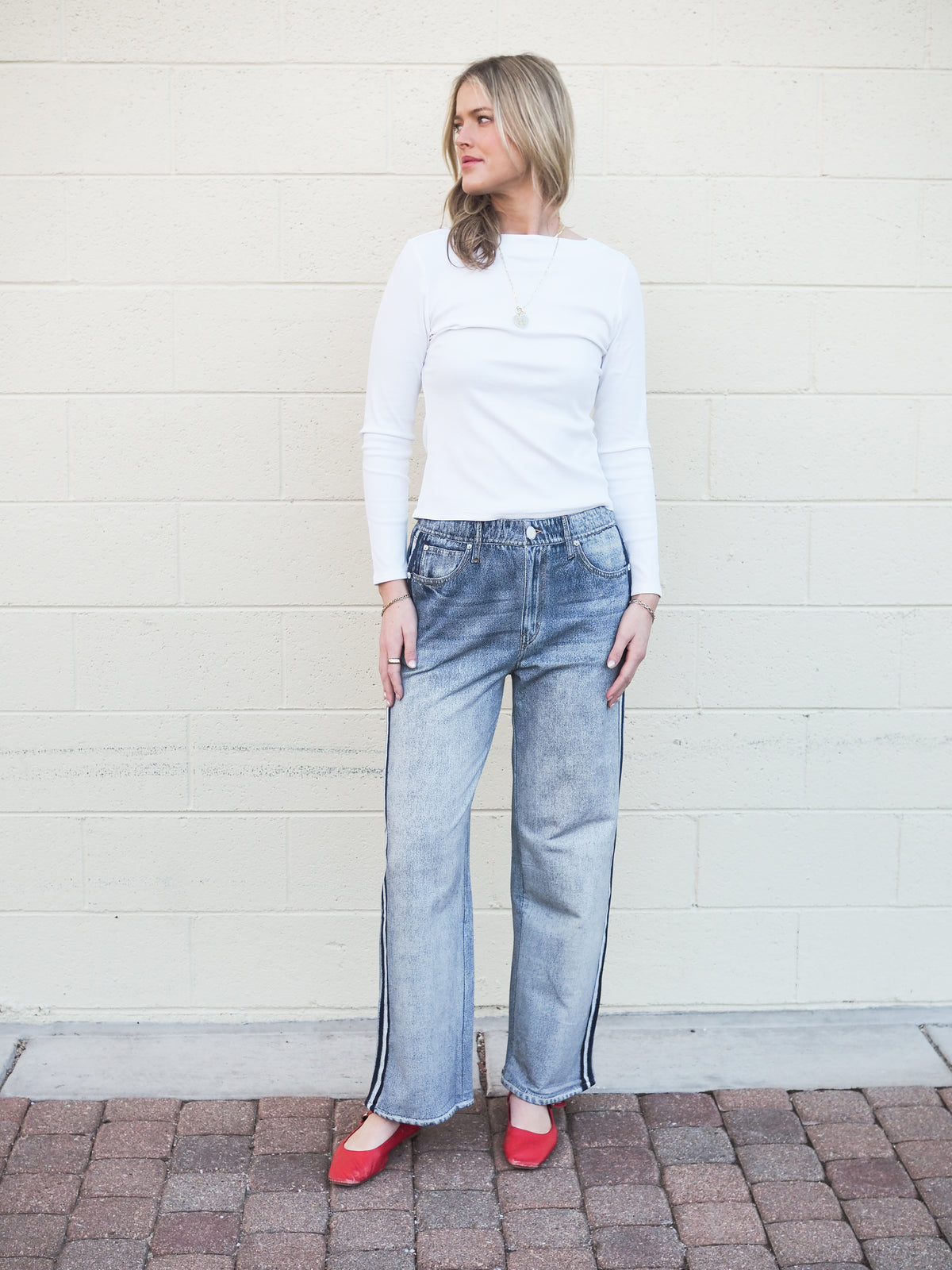 Leone Long Sleeve Fitted Top in Optic White