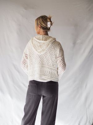 Bella Dahl White Crochet Hoodie