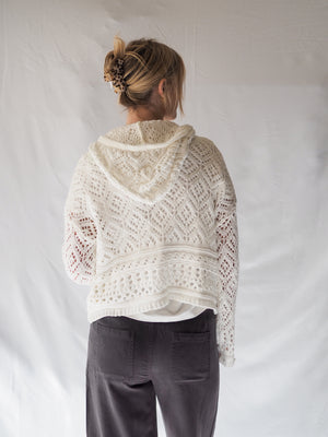 Bella Dahl White Crochet Hoodie