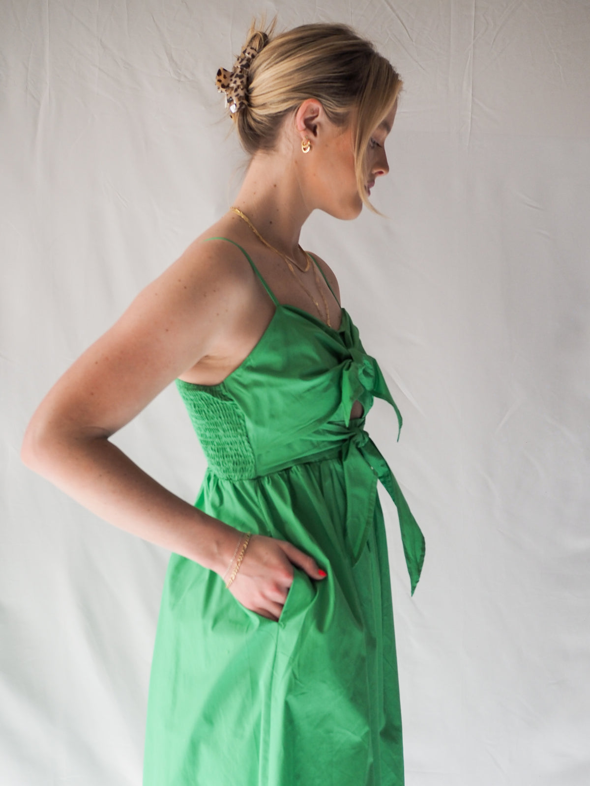 Santorini Poplin Midi Dress in Green