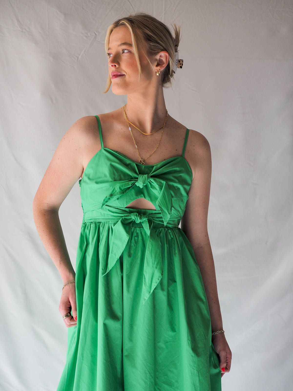 Santorini Poplin Midi Dress in Green