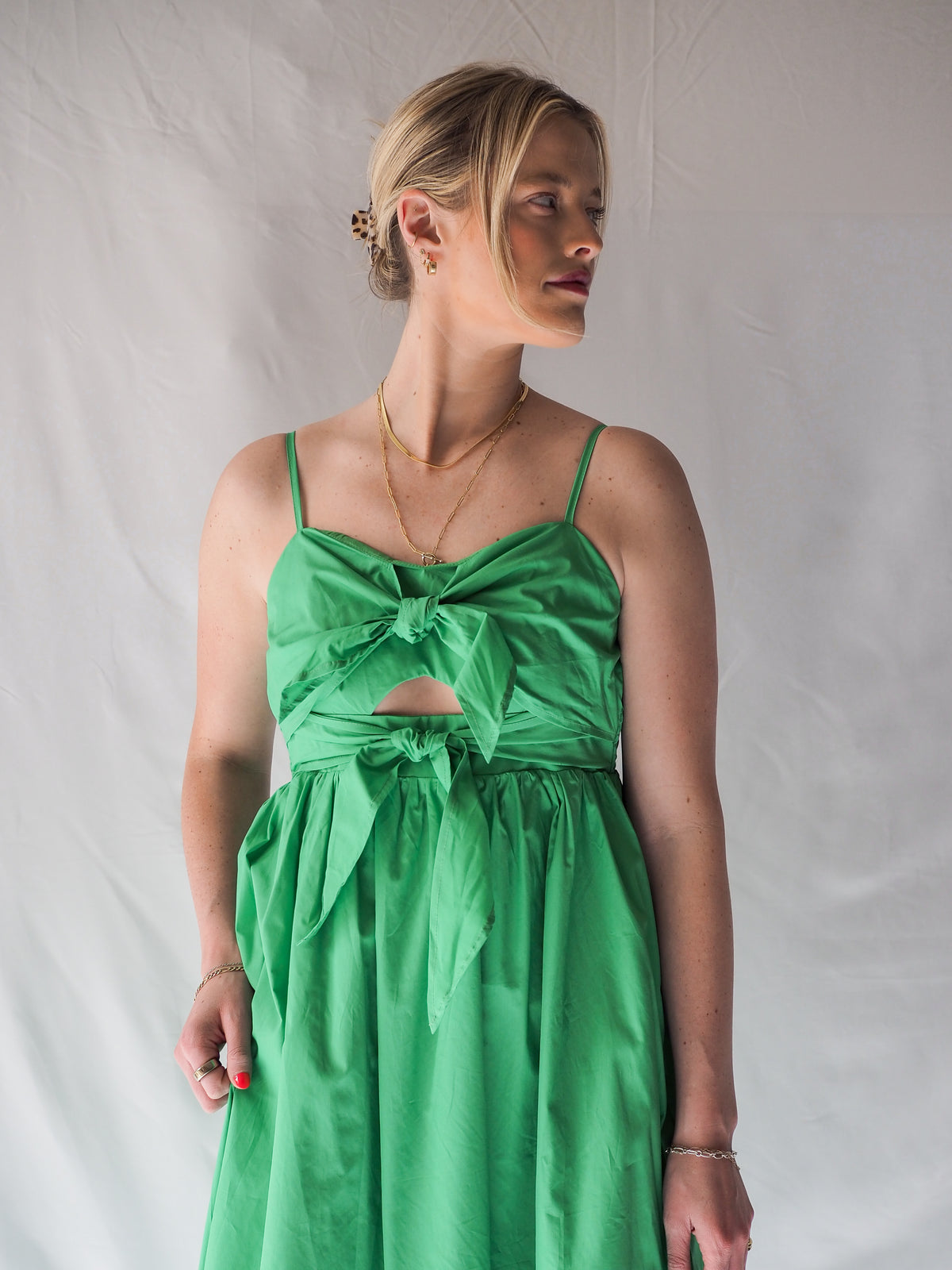 Santorini Poplin Midi Dress in Green