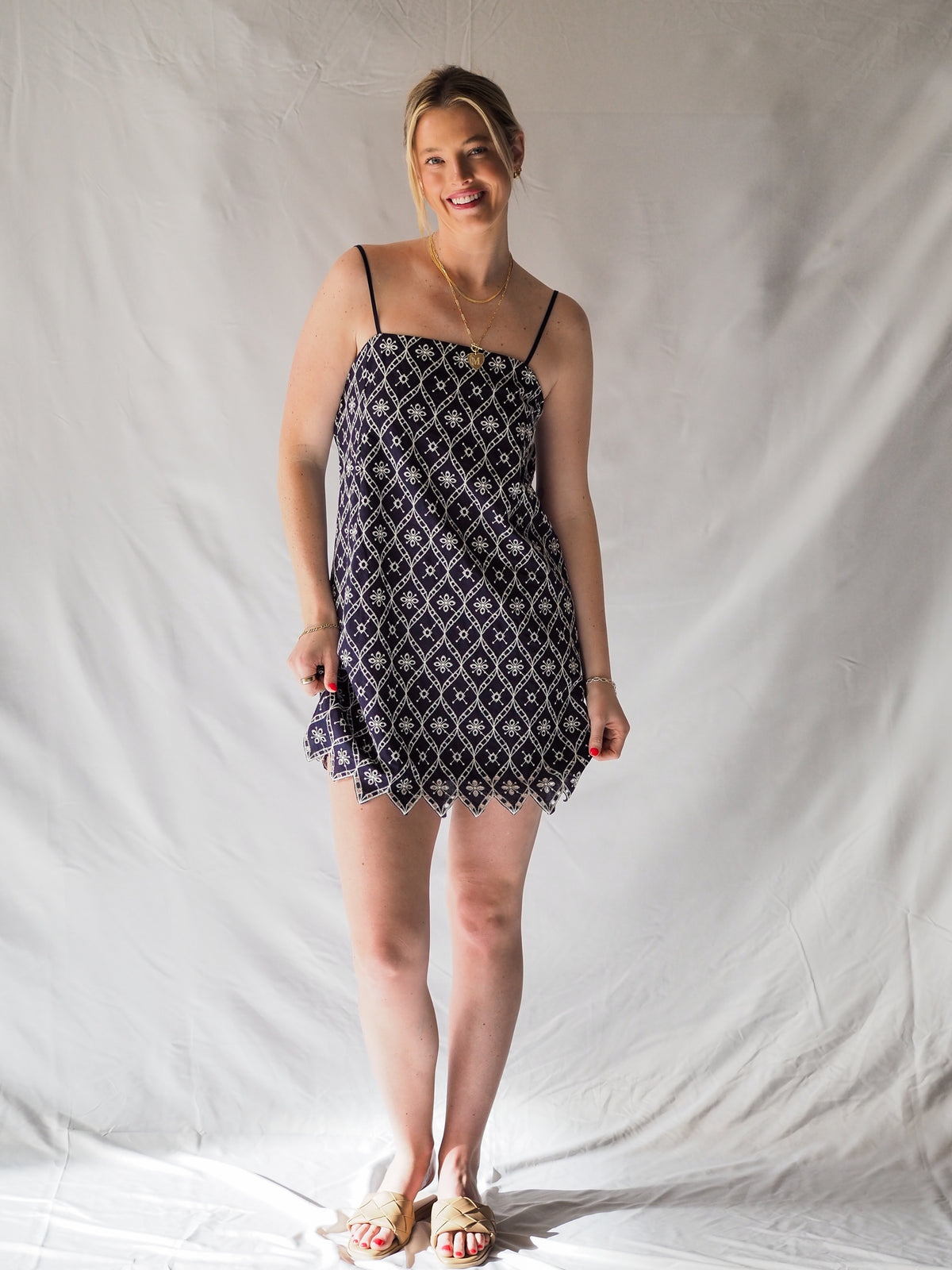 Selene's Embroidery Mini Dress