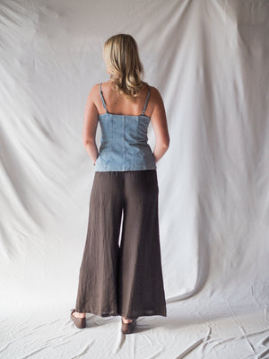 Linen Smocked Waist Palazzo Pant - 2 Colors