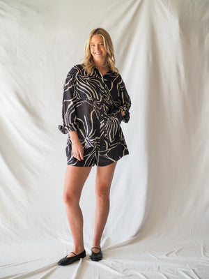 Aude Black Print Linen Shirt