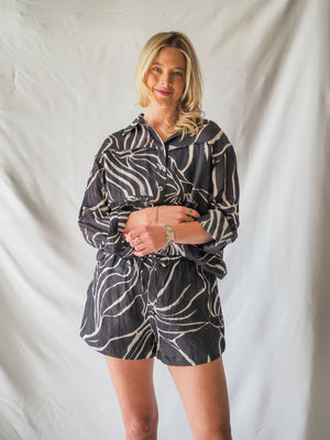 Aude Black Print Linen Shirt