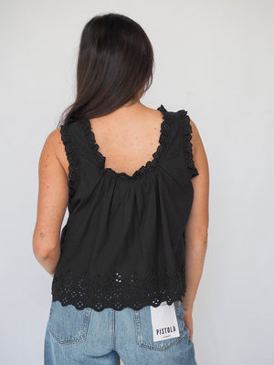 Rosabel Eyelet Tank in Black