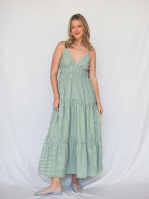 Santorini Moonstripes Sleeveless Maxi Dress