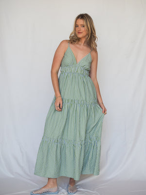 Santorini Moonstripes Sleeveless Maxi Dress