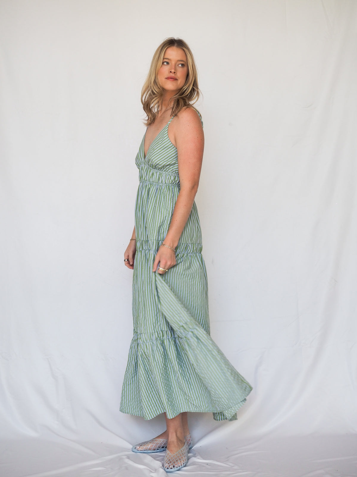 Santorini Moonstripes Sleeveless Maxi Dress