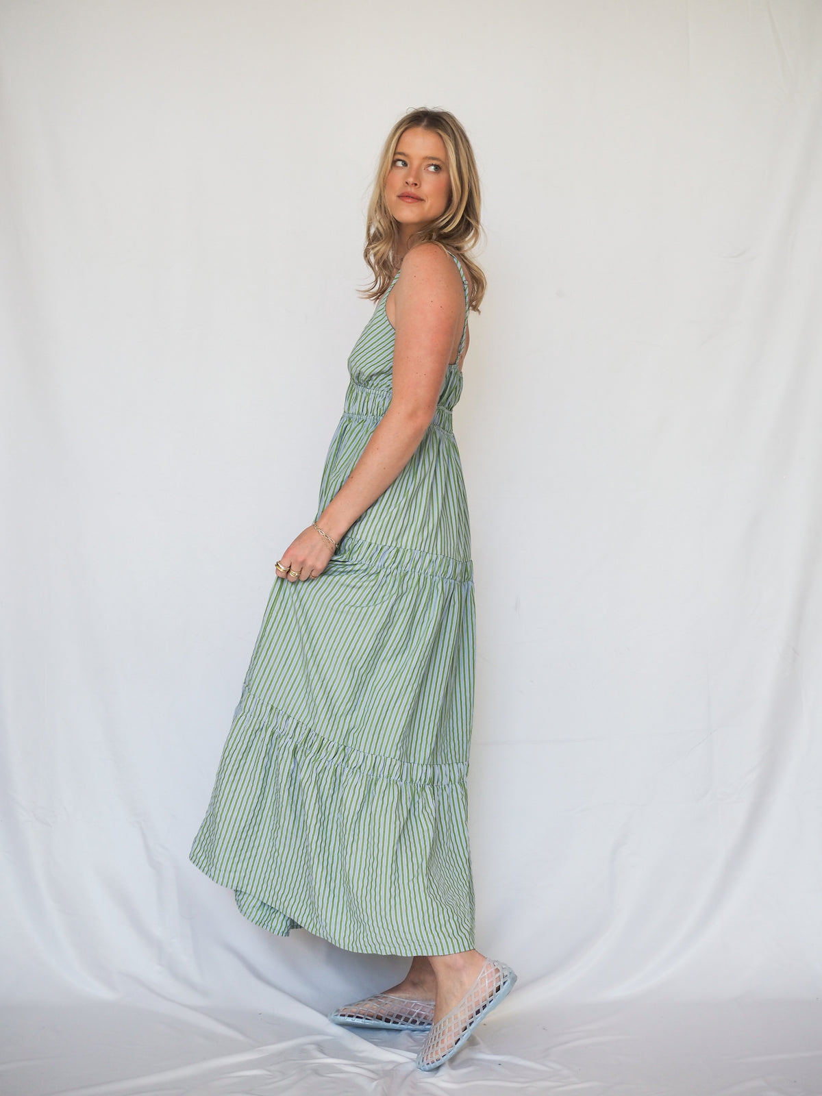 Santorini Moonstripes Sleeveless Maxi Dress
