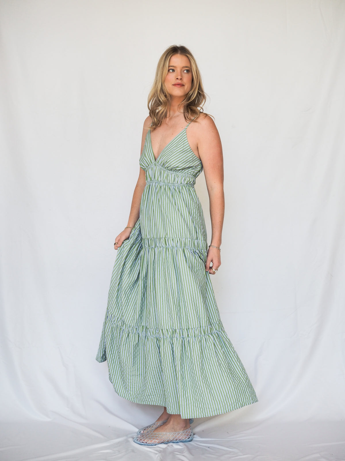 Santorini Moonstripes Sleeveless Maxi Dress
