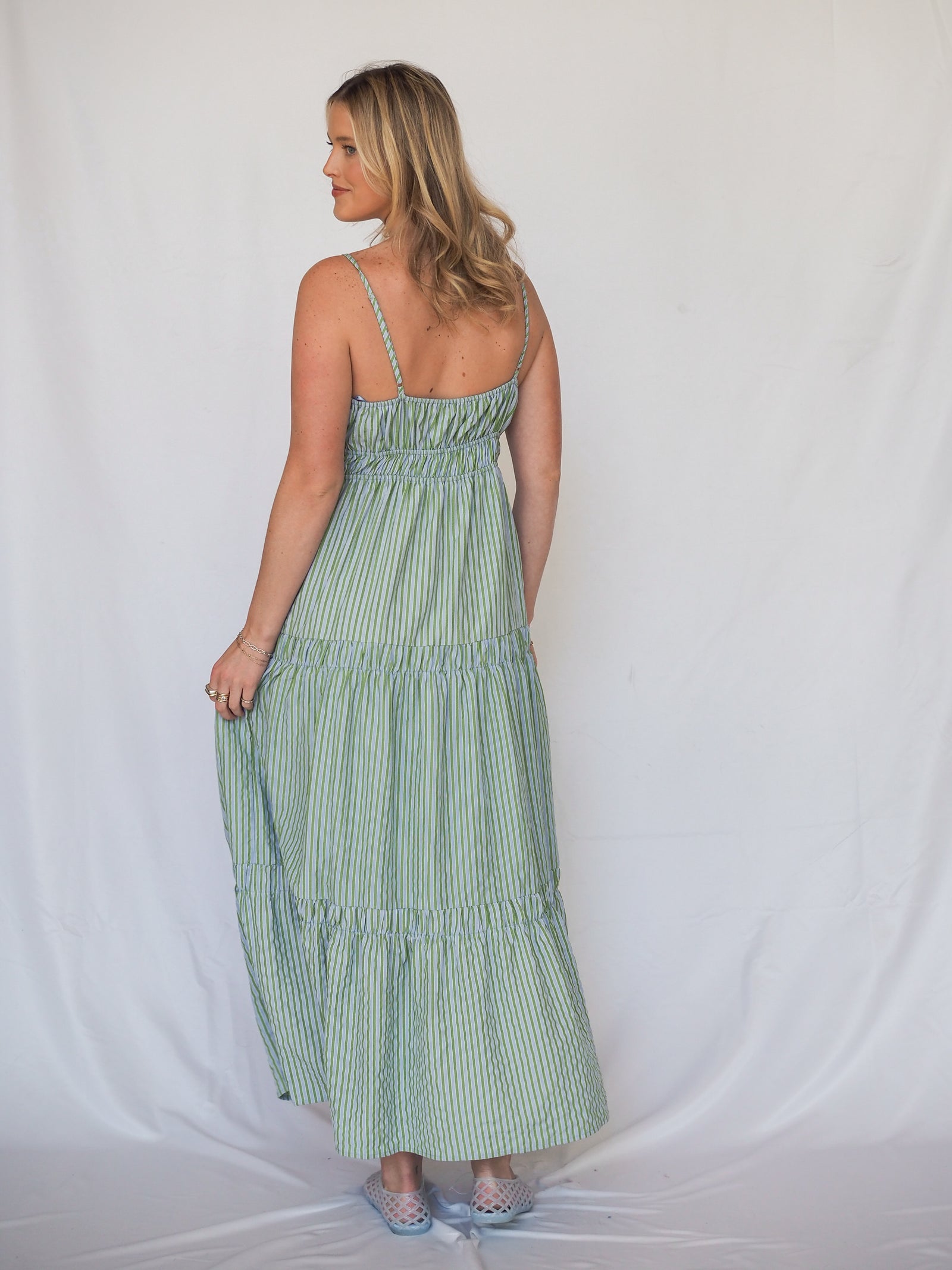 Santorini Moonstripes Sleeveless Maxi Dress
