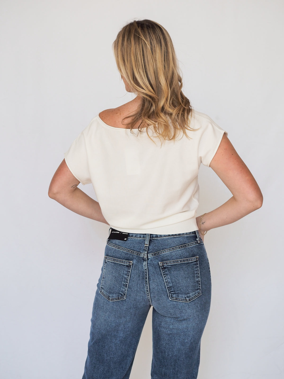 Boatneck Cap Sleeve Sweater Top