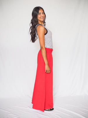 Linen Smocked Waist Palazzo Pant - 2 Colors