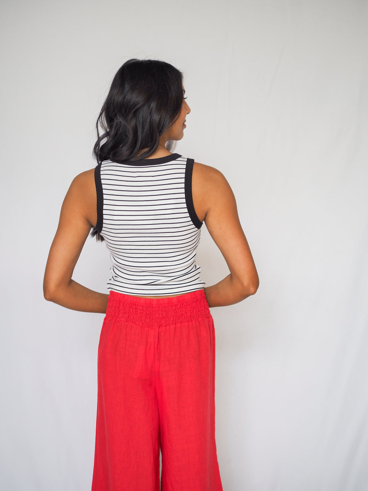 Linen Smocked Waist Palazzo Pant - 2 Colors
