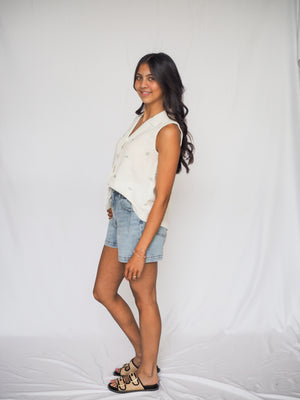 Elowyn Blue Floral Embroidered Top