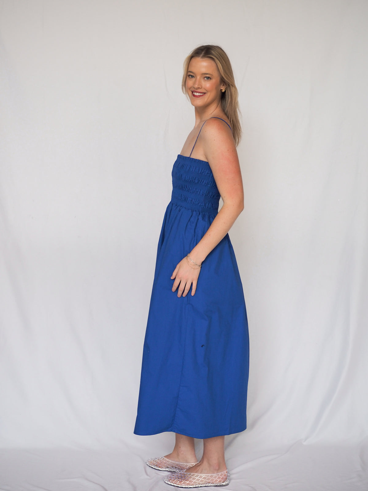 Z Supply Cornelia Blue Poplin Midi Dress