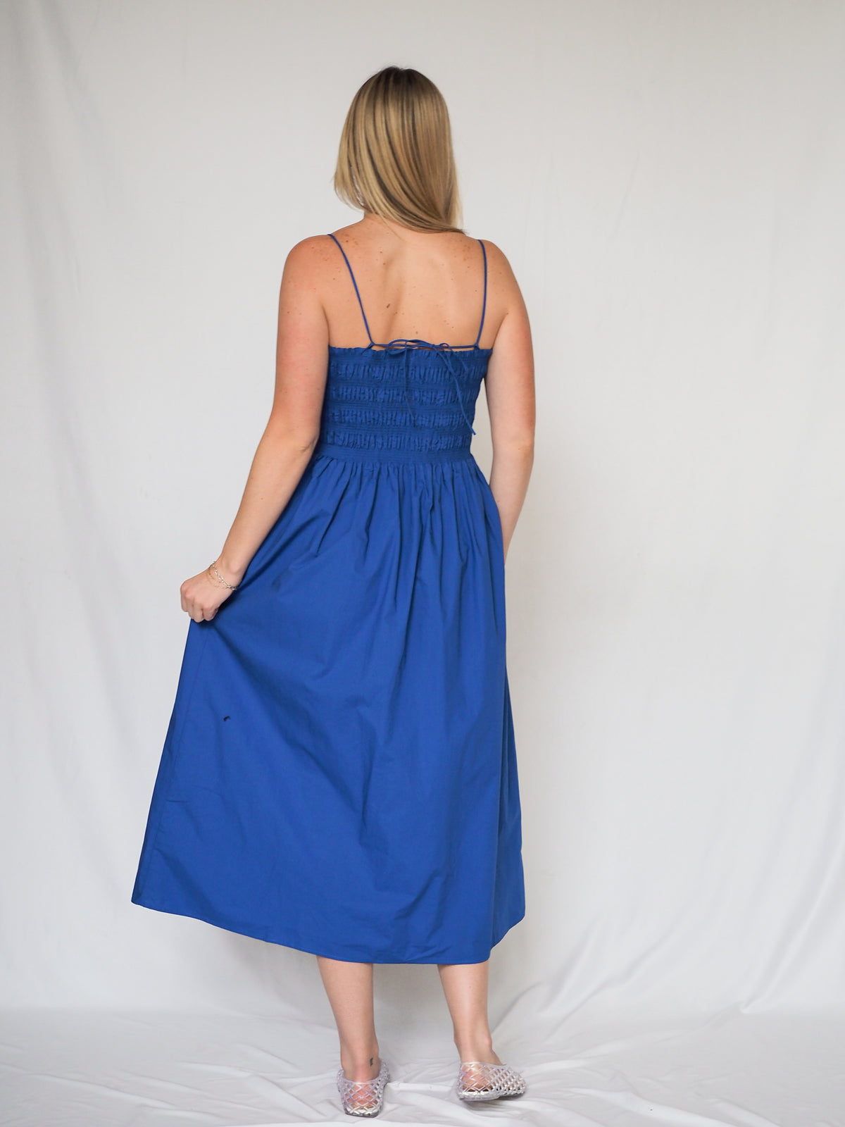 Z Supply Cornelia Blue Poplin Midi Dress