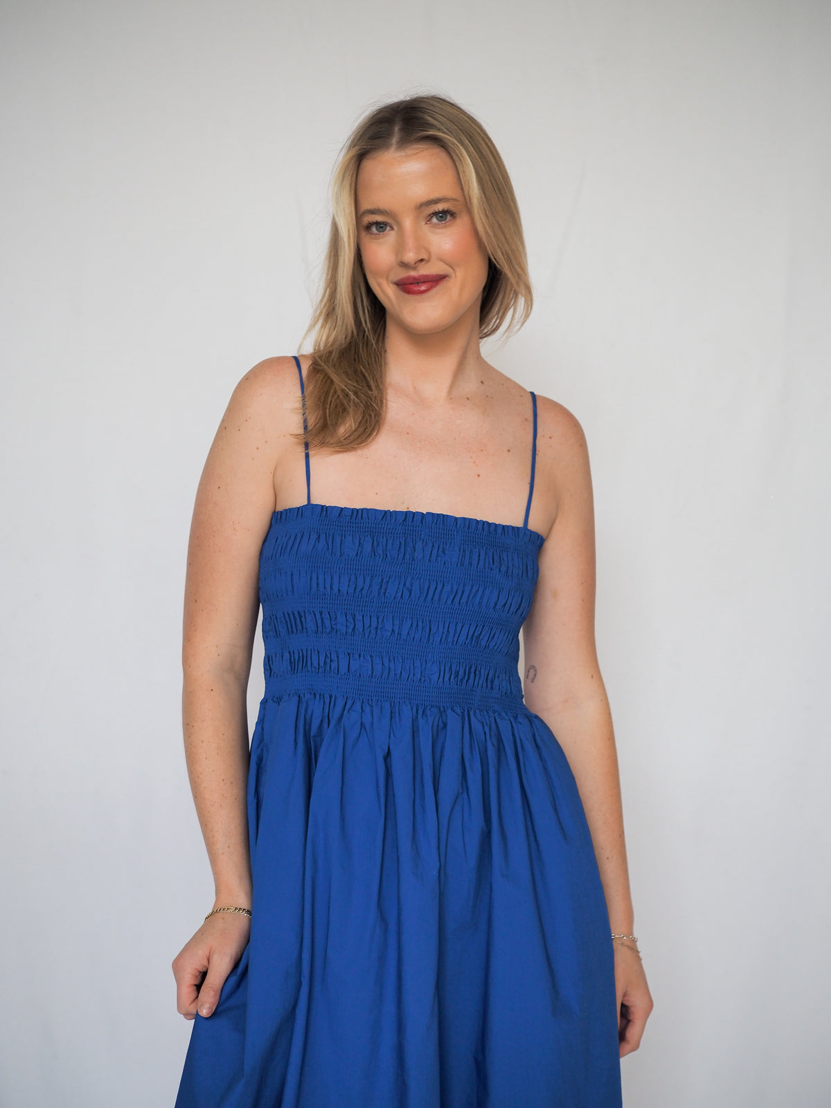Z Supply Cornelia Blue Poplin Midi Dress