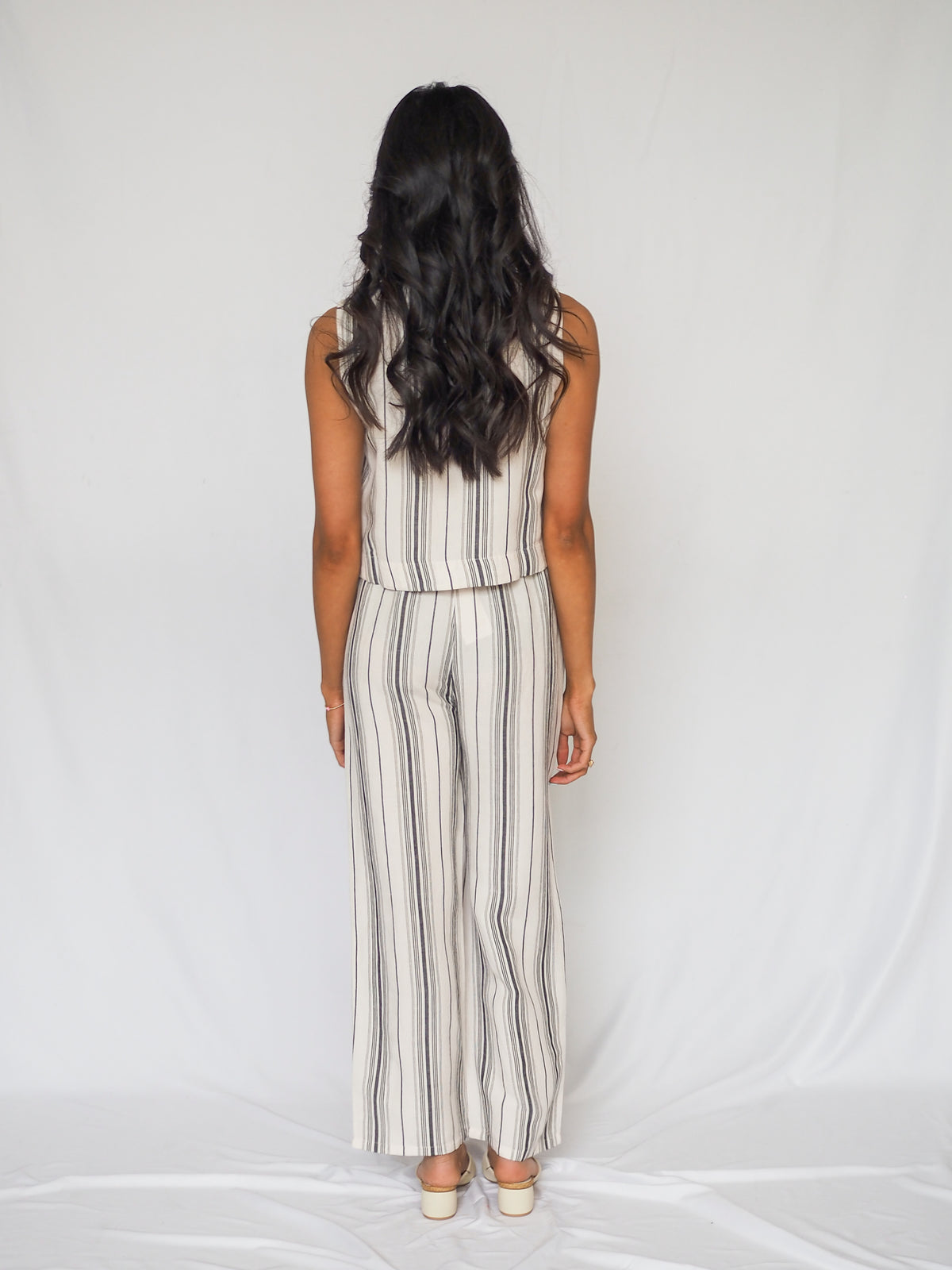 Bella Dahl Tassel Cord Drawstring Crop Pants in Boardwalk Stripe