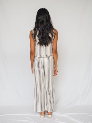 Bella Dahl Tassel Cord Drawstring Crop Pants in Boardwalk Stripe