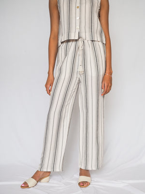 Bella Dahl Tassel Cord Drawstring Crop Pants in Boardwalk Stripe