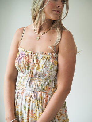 PRINT DOUBLE-WAISTED MIDI SUNDRESS - 2 Colors