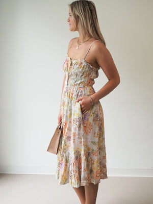 PRINT DOUBLE-WAISTED MIDI SUNDRESS - 2 Colors